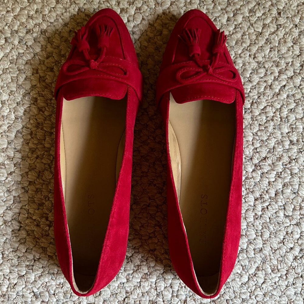 TALBOTS - Francesca Suede Driving Flats -- Red Pop -- NEW, no Box - Picture 3 of 11